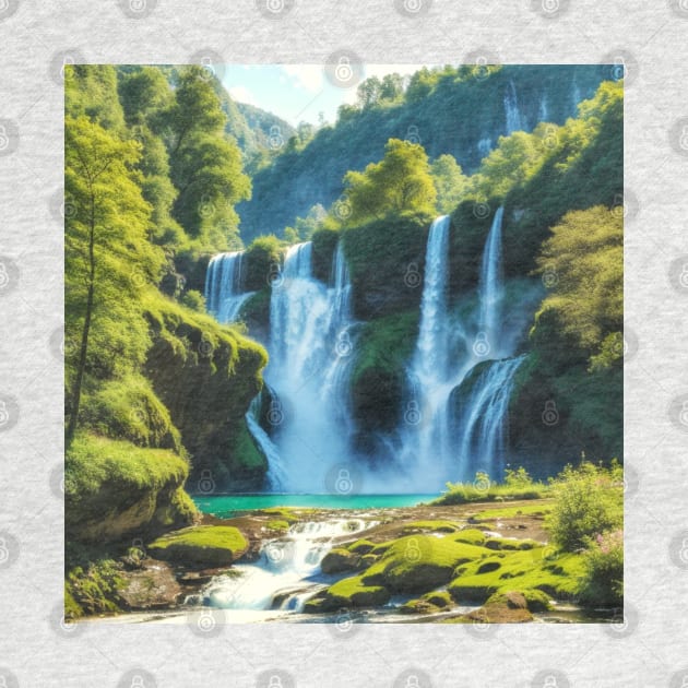 Waterfall In Forest-Nature Themed by Izhan's Fashion wear